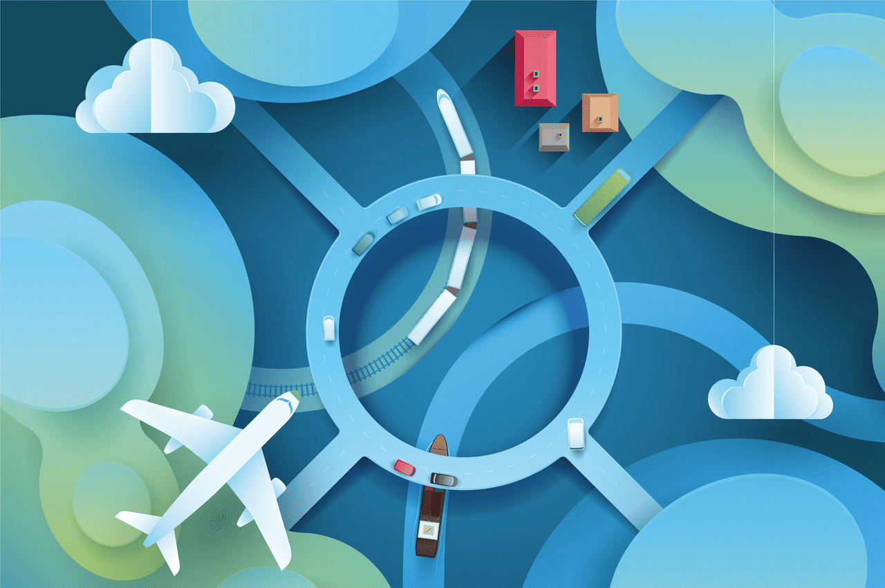 An artistic rendition of airport traffic.